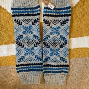 Peruvian Alpaca Leg Warmers | Blue and Gray